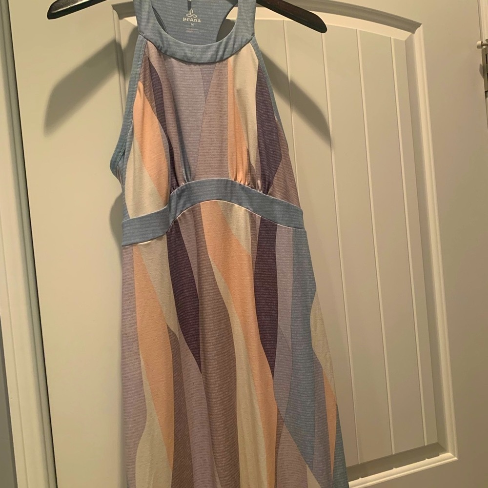 PrAna maxi dress with racer back and built-in shelf bra.